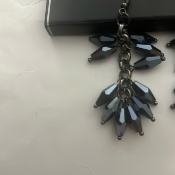 Dark Blue Sparkly Dangle Earings - Picture 4 of 4